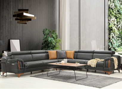 Corner sofa L-shape Modern Sofa Living room Couch Upholstery Textile Fabric Furniture